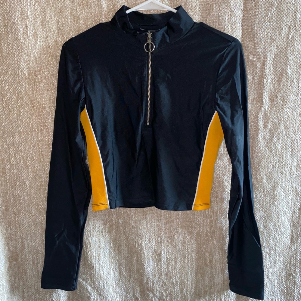 Forever 21 Half Zip Up Cropped Top